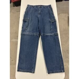 Bugle Boy Convertible Wide Leg Jeans Shorts Size 36x34 Y2K Style